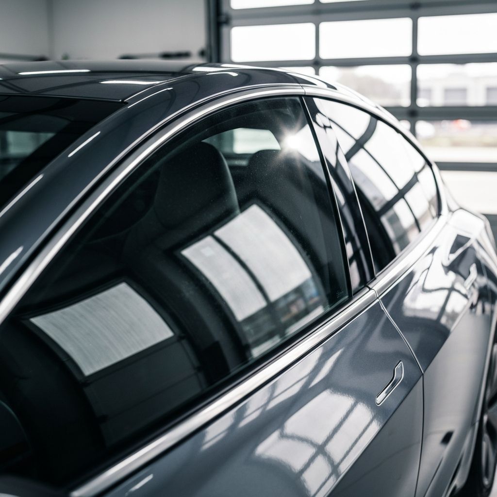 PRIME CS window tint installation on a modern sedan side window