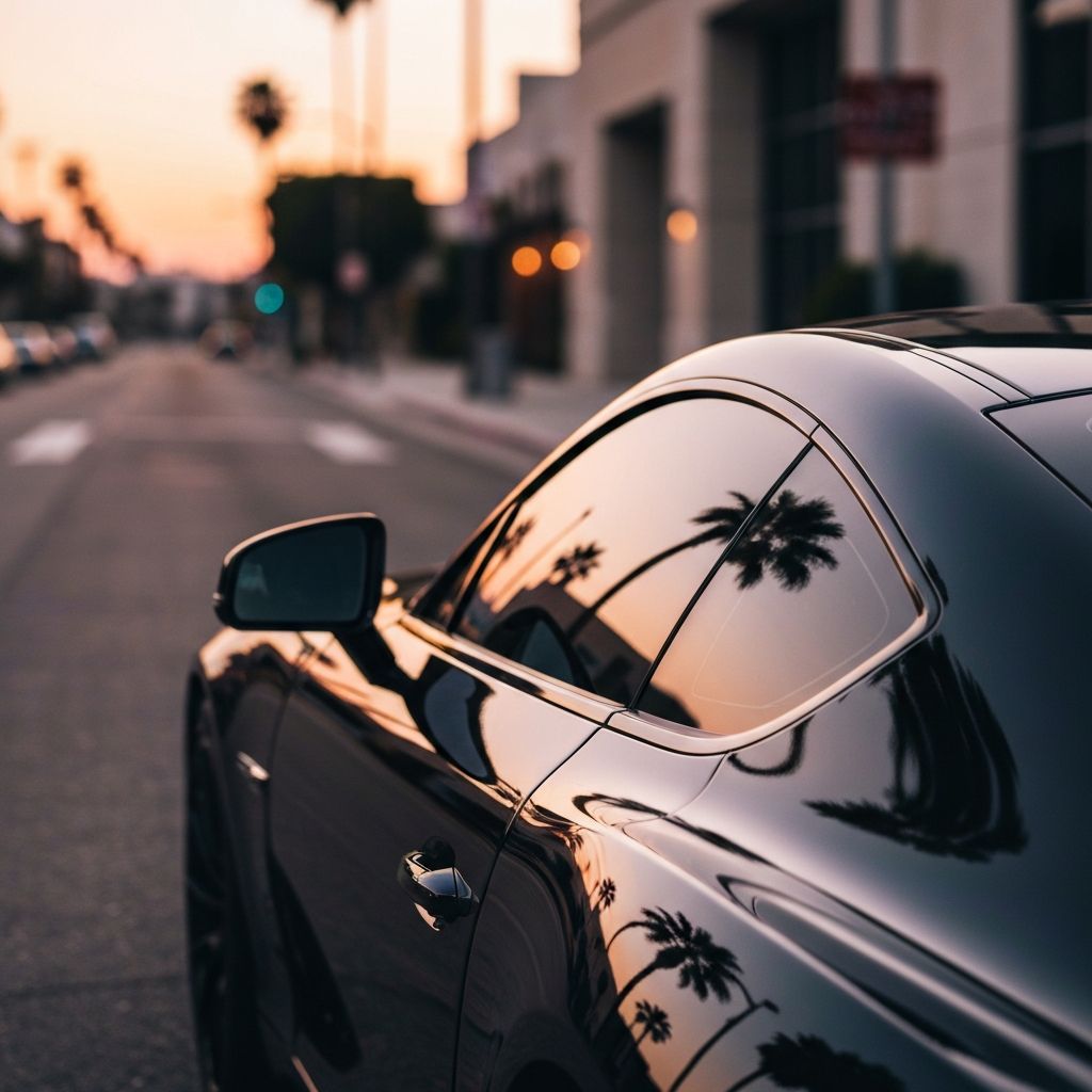 PRIME XR PLUS flagship ceramic tint on a luxury sports car at sunset